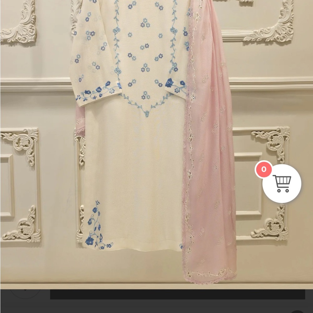 Agha Noor Elegant Floral Embroidered Dress 3Pc